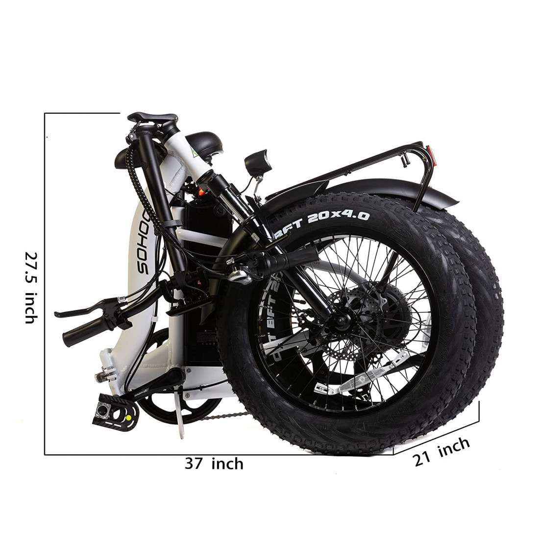 SOHOO 48V500W13AH E Bike 20 Step Over Folding Fat Tire Electric Bicycle